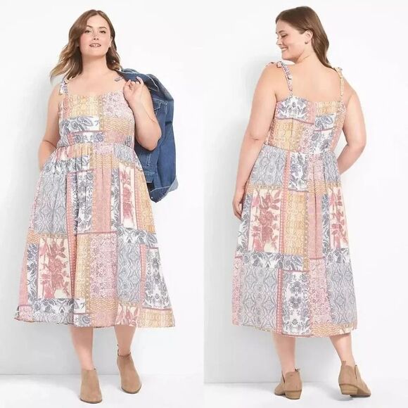 Lane bryant Sweetheart-Neck Tie-Shoulder Midi Dress 18 NWT - Picture 1 of 11